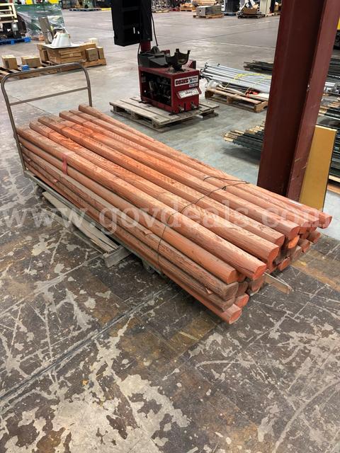 Landscaping Timbers with Metal Push Cart