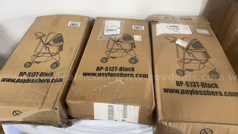 SHIPPING AVAILABLE lot of 3 Foldable 3 Wheels Pet Stroller BP-S13T-Black, Lightweight Dog Cat Carrier Stroller(C2-01)