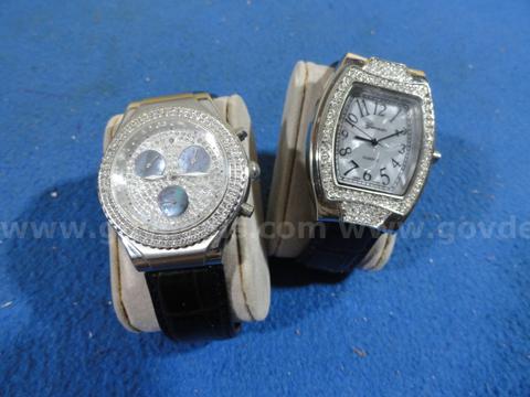 Lot of 2 Luxury Sapphire Watches - Croton & Geneva | Full Bezel Sapphires | Both Working