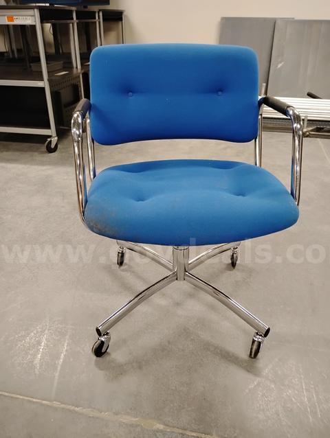 Blue and Chrome Rolling Office Chair