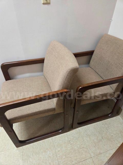 Lot of 2-Chairs with Arms, Wood Frame