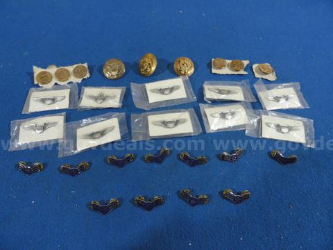Lot of 30 - Vintage US Military Aviation Insignia & Rank Pins | Wings, Buttons & Chevrons (#1)