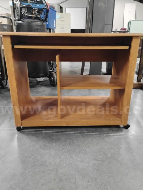 Wood Cart on Wheels w Pullout Tray