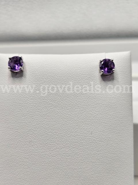 Amethyst Sterling Silver Ladies Earrings New
