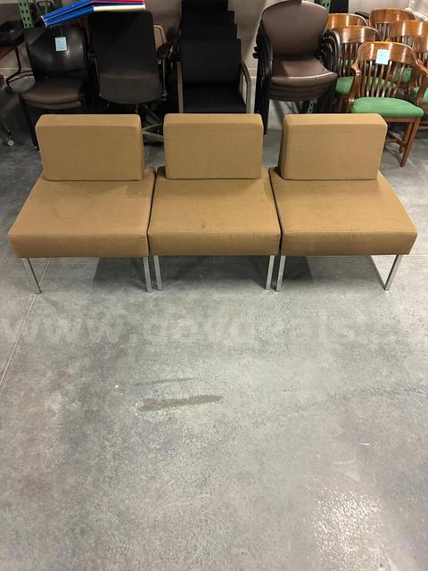Set of 3 Cushioned Armless Waiting Room Chairs