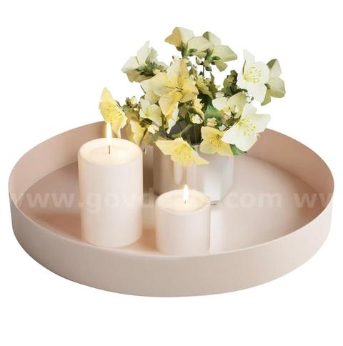 Brand New - Lot of 2 - Rust-Proof Metal Decorative Trays for Home Decor, Beige - Shipping Available