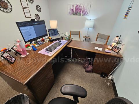 Desks and Storage Cabinet