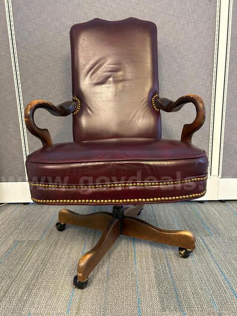 Classic High-Back Executive Swivel Chair, Burgundy Leather