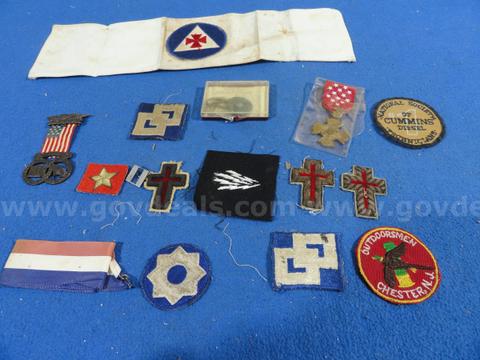 Lot of 16 - Vintage Military, Civil Defense & Collectible Patches & Medals (#7)