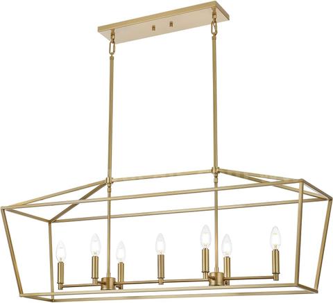 Brand New - 7-Light Gold Linear Chandelier β Modern Candle-Style Ceiling - Shipping Available