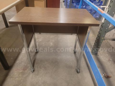 1 Wooden Mobile Desk on Wheels