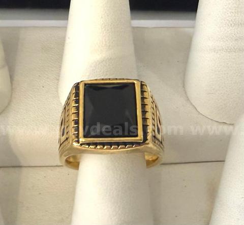 Beautiful, Men's, Size 9, Black CZ Onyx, & Enamel Ring