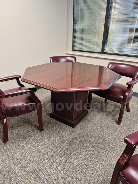 Conference Table, Octagonal and 4 Chairs