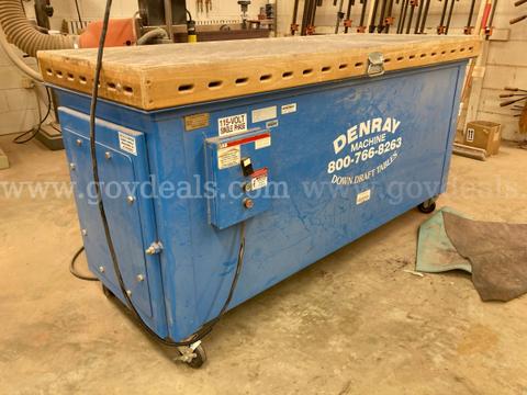 Downdraft sanding table and 2 Wen ceiling-mounted air filtration systems