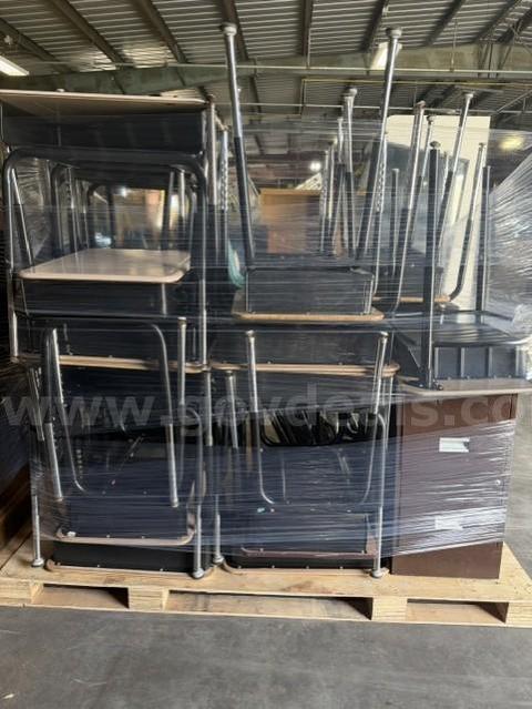 Pallet of Mis. Chairs, student desk. Must Be Picked Up Quick!