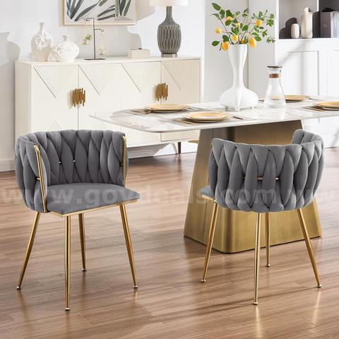 SHIPPING AVAILABLE Lessmore Crey Velvet Dining Chairs Set of 2, Modern Accent Chair,Waiting Room Chairs(A-07)