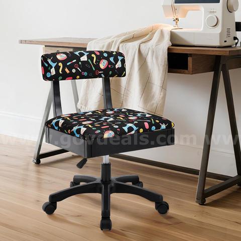 SHIPPING AVAILABLE Lessmore Adjustable Height Sewing and Crafting Chair with Wheels, Back Support, and Under Seat(A-021)