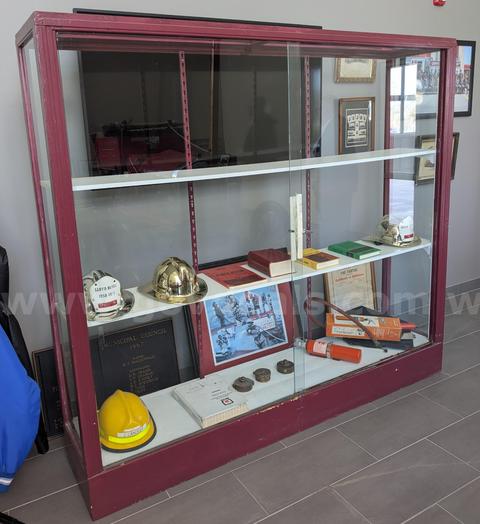 Large Glass Display Case with Wood Frame (Contents/surrounding NOT included)