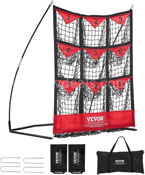 SHIPPING AVAILABLE VEVOR 9 Hole Baseball Softball Pitching Net 9 Pocket Hitting Practice 36"x30" (8-cp)