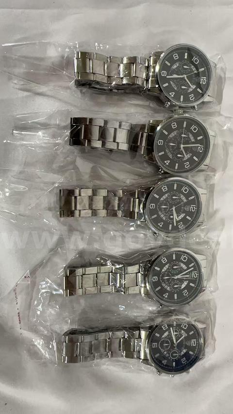 SHIPPING AVAILABLE lot of 5 Men's Stainless Steel Chronograph Watch, Black Dial Analog Quartz Wrist Watch(W1-01)