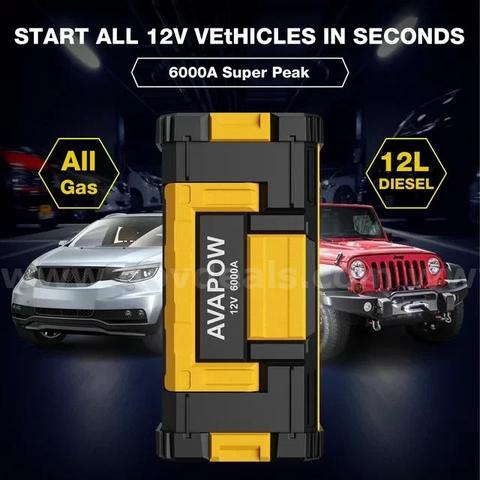 SHIPPING AVAILABLE AVAPOW W68 6000A Car Battery Jump Starter, 12V Portable Jump Box for All Gas & Up to 12L (W-68n)
