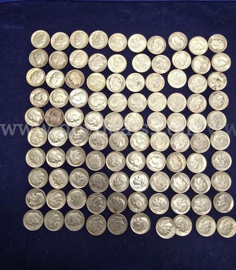 100 U.S. PRE-1965 SILVER DIMES