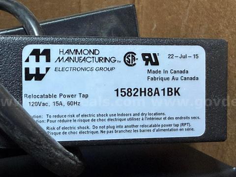 Lot 100 – Hammond Manufacturing 1582H8A1BK Rack Mount Power Bar (Used)
