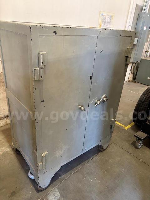 vintage Mosler double-door floor safe