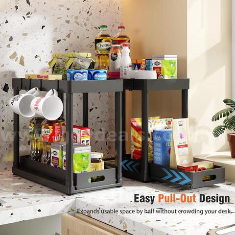 SHIPPING AVAILABLE POUGNY 2PC Under Sink Organizer Rack 2 Tier Under Sliding Cabinet Basket Organizer Drawer (33-01)