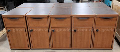 Modular Wood Storage Cabinet Set w/ Drawers & Locking Doors