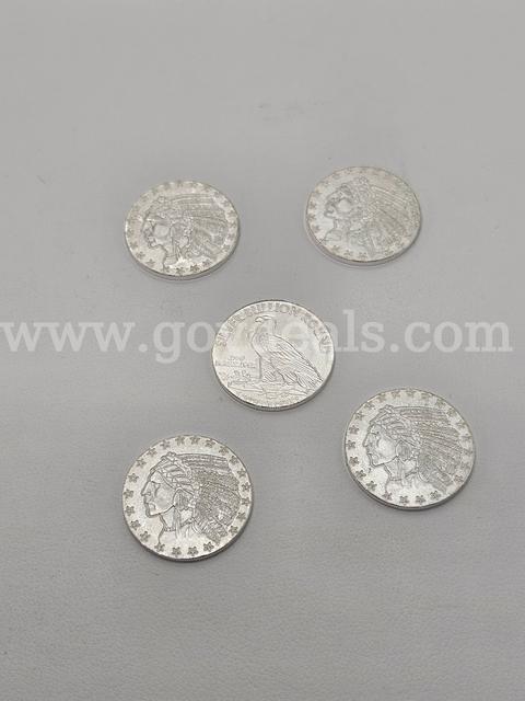 5 1/10th Oz  .999 Silver Indian Rounds, Investment