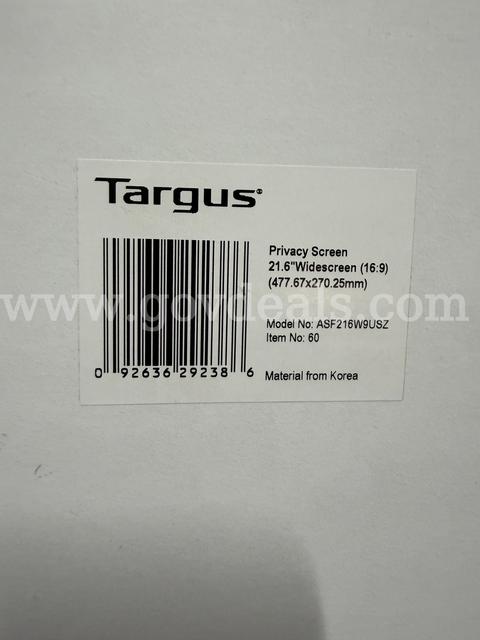 Lot 100 – Brand New Sealed Targus Privacy Screen (21.6″ Widescreen 16:9) – ASF216W9USZ