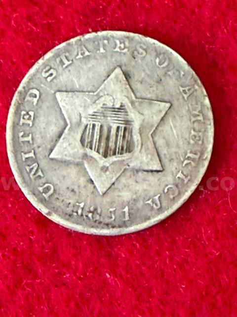 1851 Silver 3 Cent beautiful coin