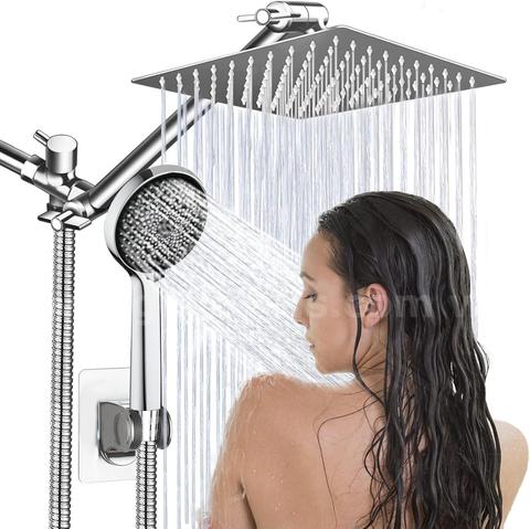 SHIPPING AVAILABLE Lot of 5 Rain Shower Heads — 8-Inch with Handheld Spray Combo, Angle Adjustable, Wall-Mounted(B4-05)