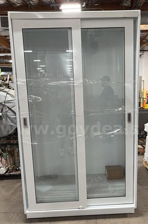 White Display & Storage Cabinet with Sliding Doors
