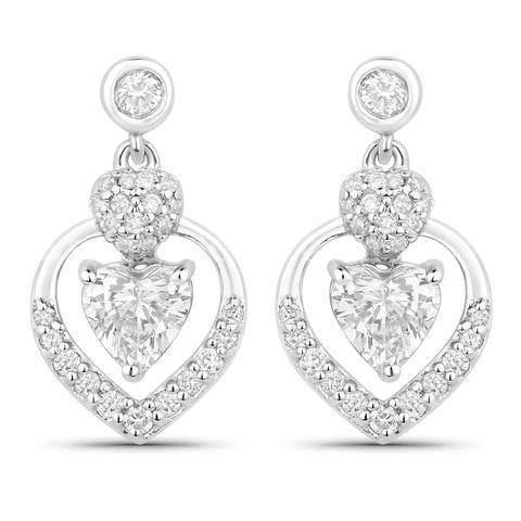 Gorgeous Designer Ladies Earrings, Sterling Silver .74 CT VVS Lab Diamond
