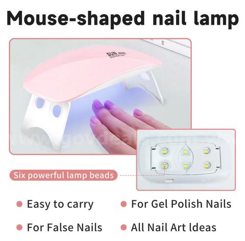 SHIPPING AVAILABLE Lot of 5 BETE Professional Gel Nail Tips Kit BFN-A0007 - Portable UV/LED Mouse Lamp & 12 Sizes(AM-01)