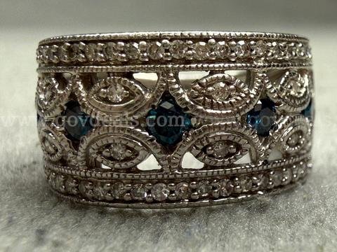 Sterling Silver Ring with Diamonds and Stones, 4.16 Grams, Size 7