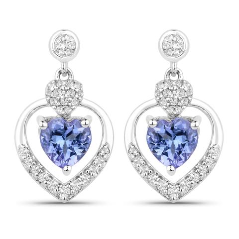 Gorgeous Designer Ladies Earrings, Sterling Silver, .16 CT Tanzanite