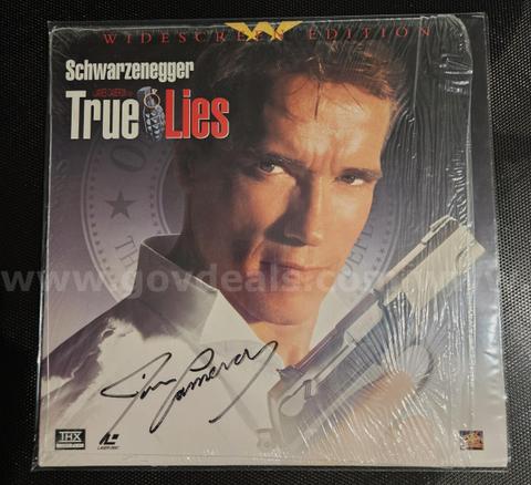 True Lies THX Widescreen LaserDisc Signed by James Cameron | Authentic Autograph