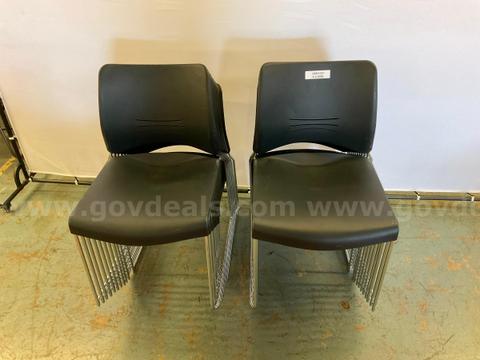 22 - Arcadia Black Plastic / Metal Stackable Chairs
