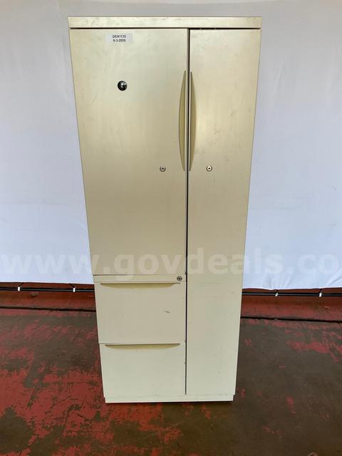 Metal Wardrobe Storage Cabinet, No Key, Size: 2'W x 23"D x 64"T (Damaged Drawer Handle)
