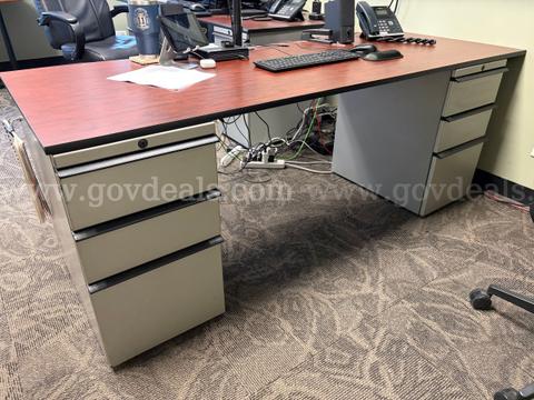 Desk tabletop with file drawers