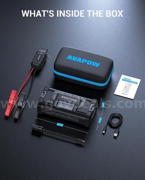 SHIPPING AVAILABLE AVAPOW A68 Jump Starter, 18W QC3.0 Fast Charge Car Battery Booster Pack, 16 LED Portable Power(18-wu)