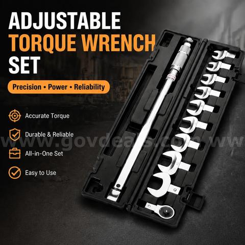 SHIPPING AVAILABLE Solude 70-350Nm Interchangeable Head Torque Wrench Set 14x18mm 13-30mm Open(AA1-010)
