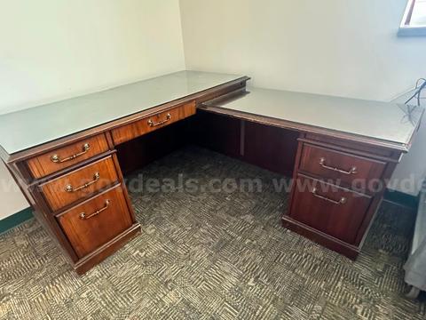Two-Piece Corner Desk w/ 2 Drawer Cabinet