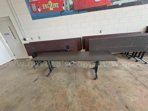 7 folding tables on wheels