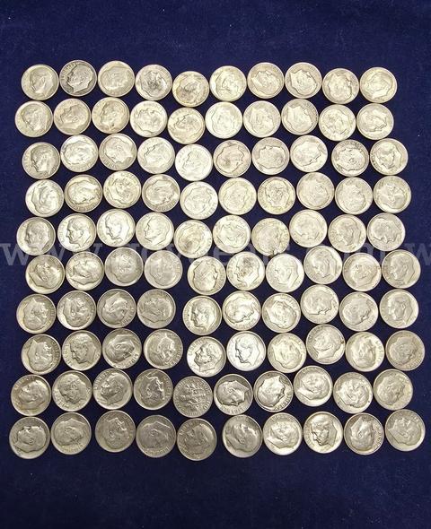100 U.S. PRE-1965 SILVER DIMES