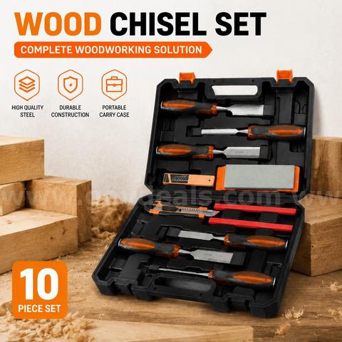 SHIPPING AVAILABLE Lot of 2 Wood Chisel Set with Case, Honing Guide & Sharpening Stone (AA1-01)