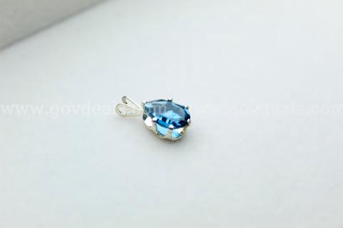 London Blue Topaz Pear Pendant – 1.25ct – Stainless Steel – Vintage Estate – Charm Only
